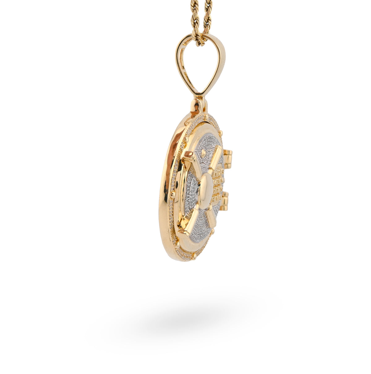 10K Yellow Gold Vault Door Memory Picture Pendant 1.2CT Natural Diamond Men Women Charm — view 5
