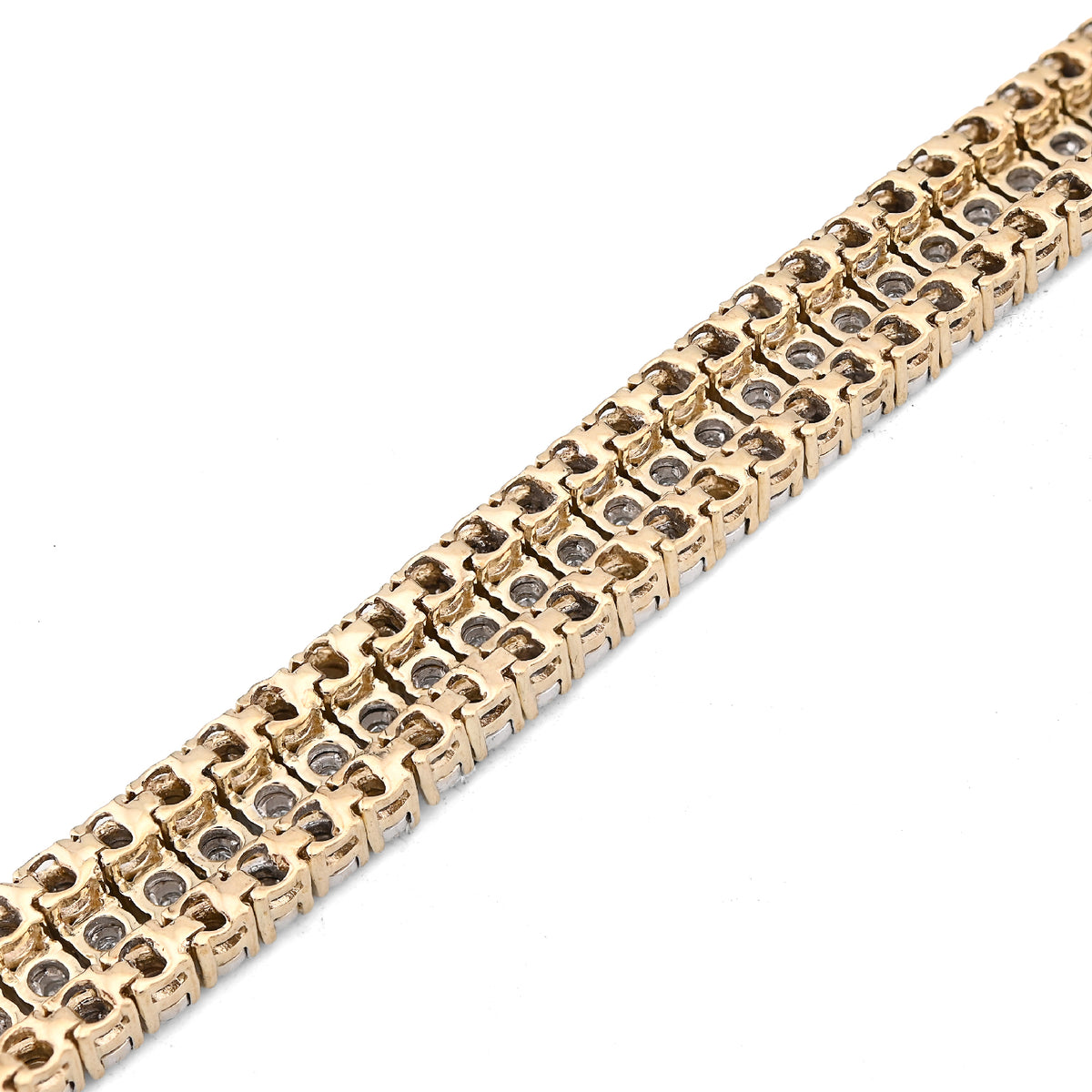 10K Yellow Gold 3 Row 4CT Natural Diamond 9" Men Women 8.5MM Tennis Bracelet — view 6