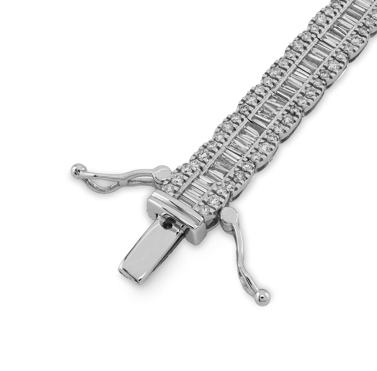 10K White Gold 4.76 CT Natural Diamond Round/baguette Single Row 6.5MM 8" Tennis Bracelet Men Women 16g — view 2