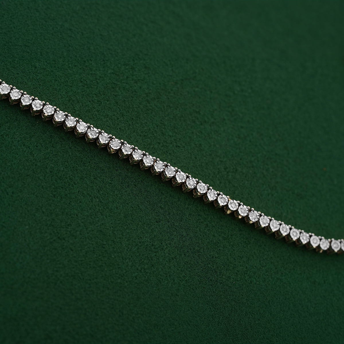 10K Yellow Gold 2CT Natural Diamond Illusion Set Tennis Chain 20" Men Women Necklace — view 8