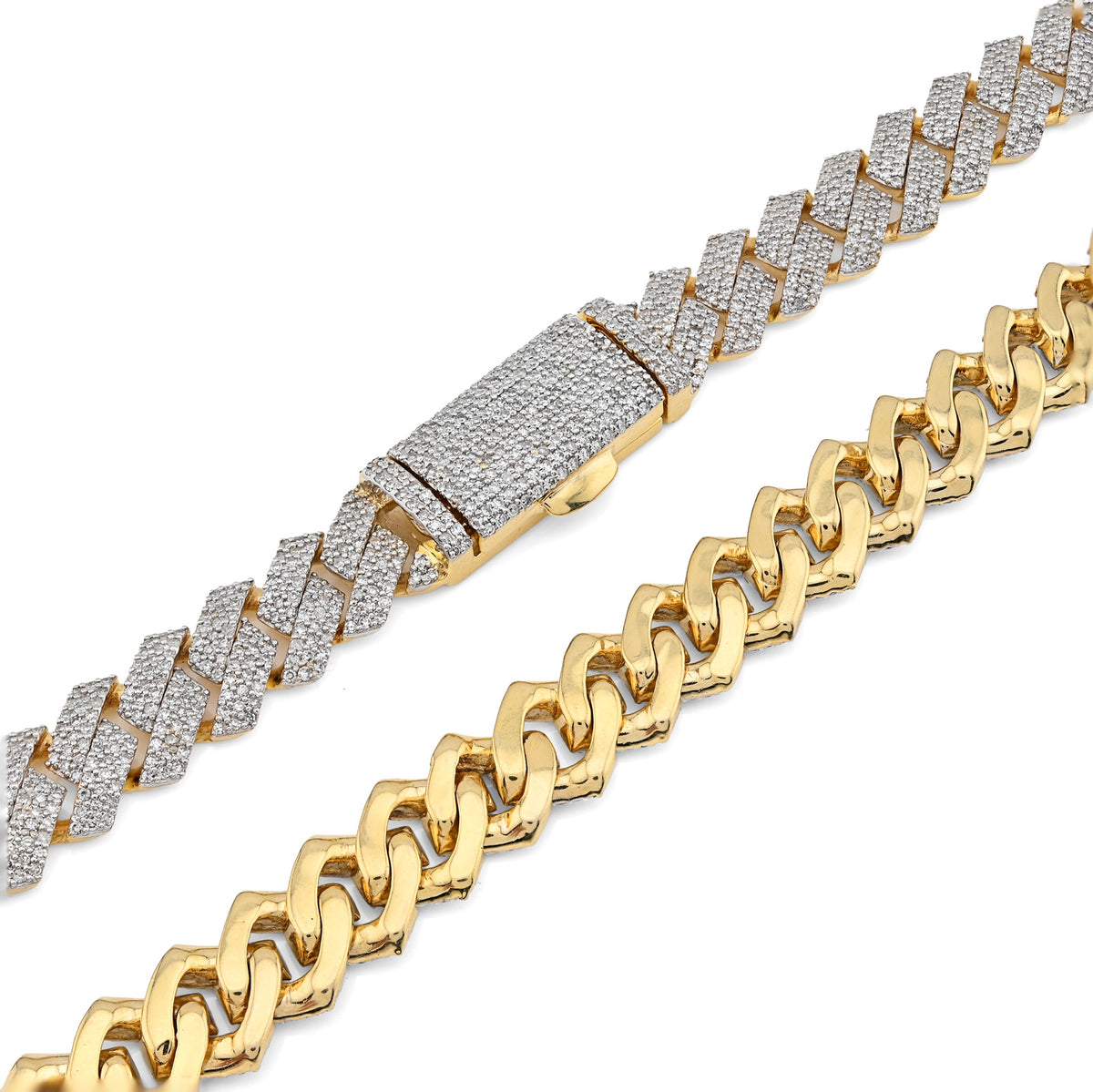 10K yellow Gold 10 CT Natural Diamond Cuban Chain 10 MM Men 24" Necklace 86.1 g — view 8