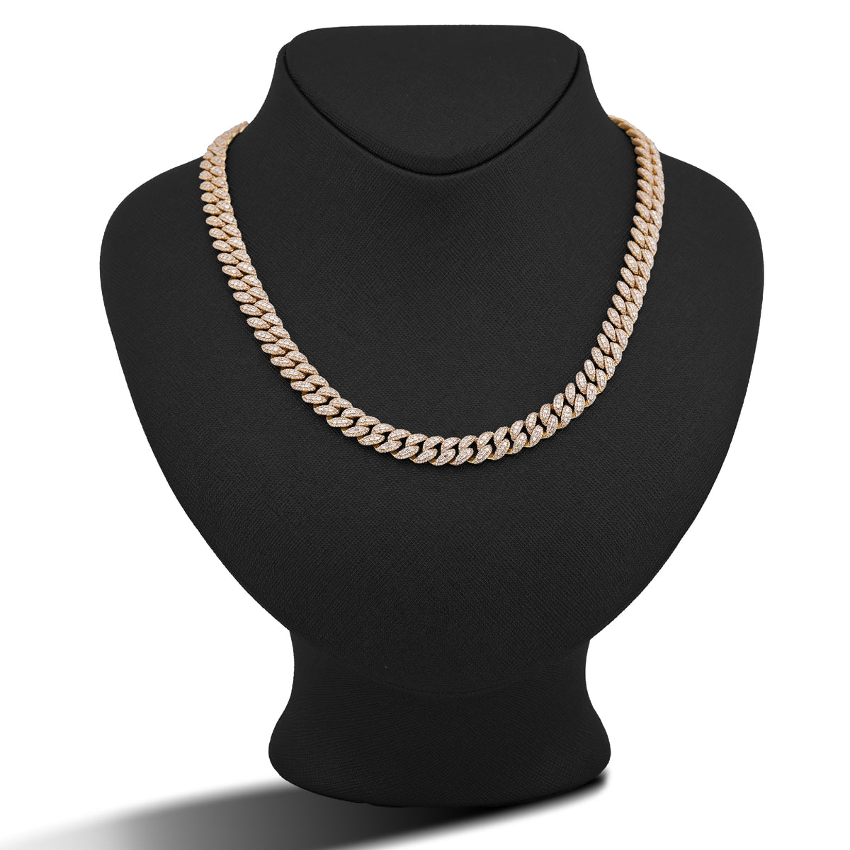 10K Yellow Gold 10.22CT Natural Round/Baguette Diamond 8MM Cuban Link Chain 22" Men Women Necklace — view 2