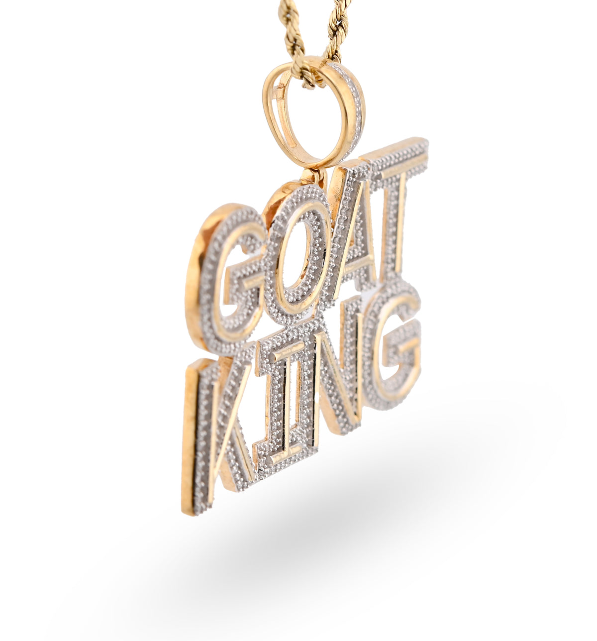 10K Yellow Gold "Goat King" Custom Pendant 1.5CT Natural Diamond Men Charm — view 3