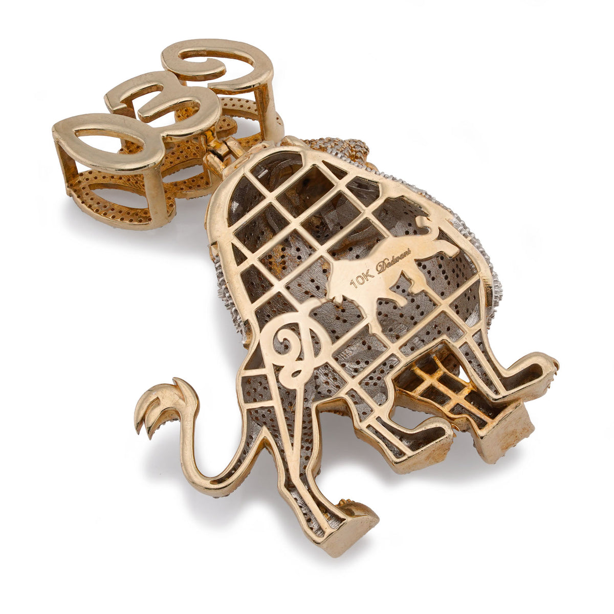 10K Yellow Gold CEO Lion Animal Charm 7.5CT Natural Diamond Men Women Charm — view 5