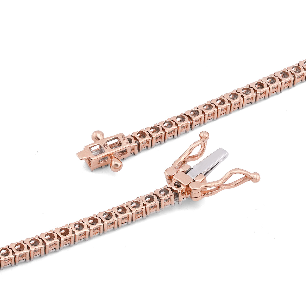 10K Rose Gold 0.78CT Natural Diamond 2.5MM Illusion Tennis Chain 18" Men Women Necklace — view 7