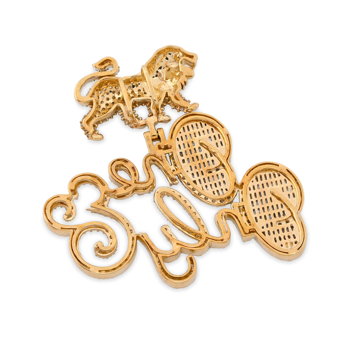 10K Yellow Gold "One & Only" Lion Bail 2.87CT Natural Diamond Men Women Pendant Charm — view 5