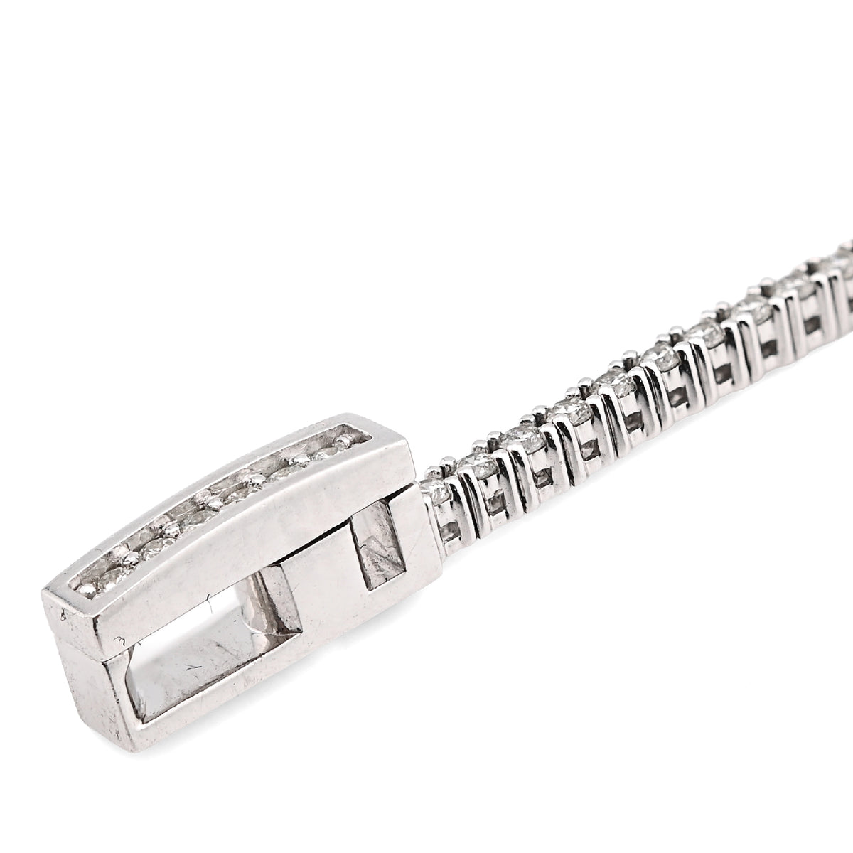 14K White Gold 1.25 CT Natural Diamond Heart Tennis Bracelet Women 7"  — view 3
