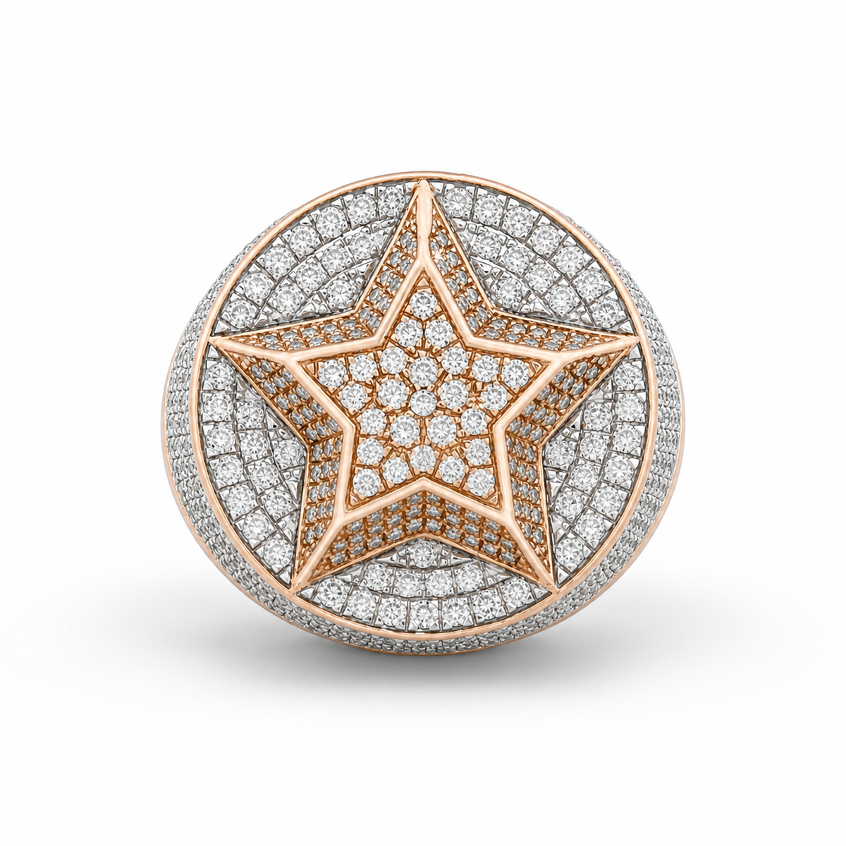 Star Circular Ring 1.3CT Natural Diamond 14KT Yellow Gold Men Ring