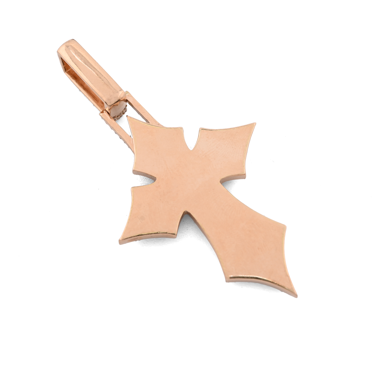 14K Rose Gold 4.27 CT Natural Diamond Religious Cross Pendant 23.1 g Men Charm — view 2