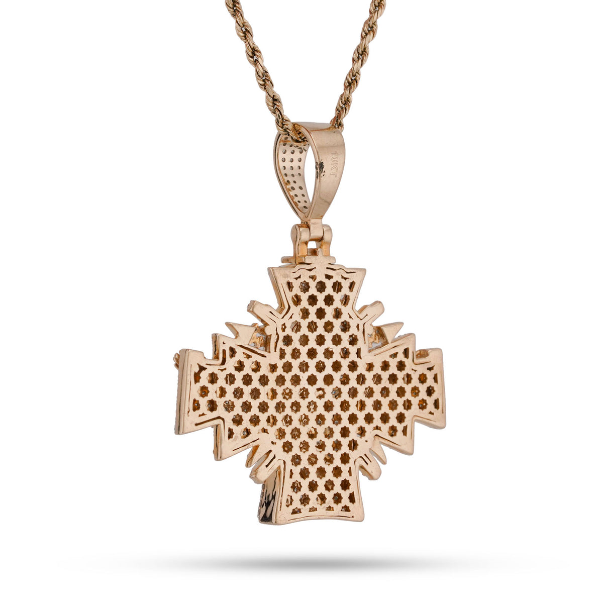 10K Yellow Gold Cross Jesus 2.5CT Natural Diamond Charm Men Women Pendant — view 6