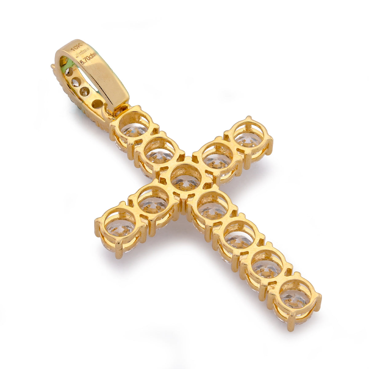 50 Pointer Cross Pendant 10K Yellow Gold 5.70CT Lab Diamond Men Women Charm — view 5