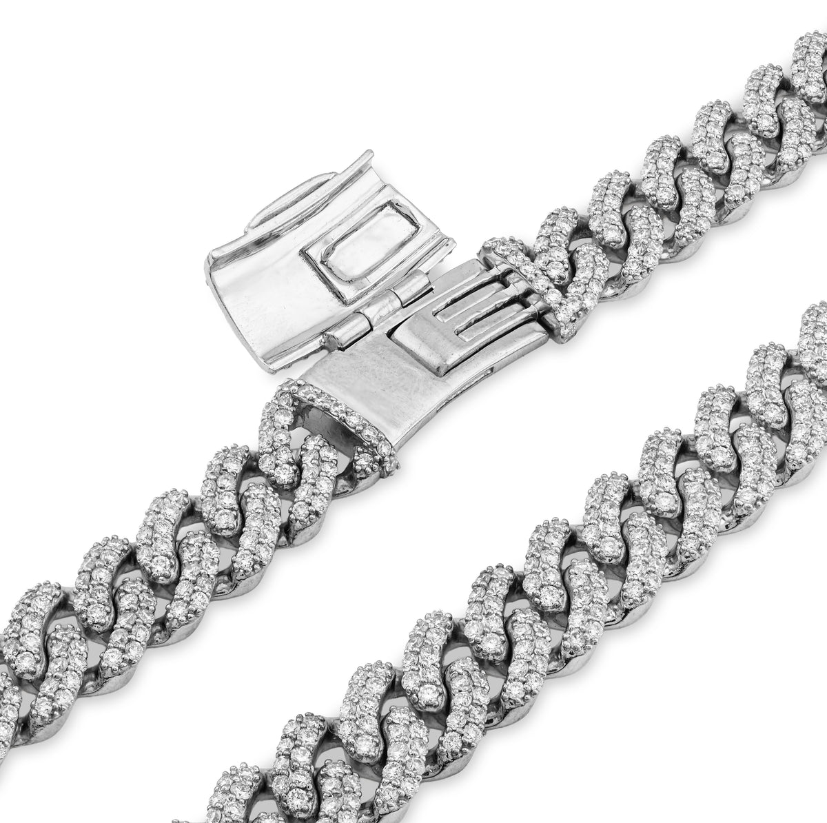 925 SS 20.61CT Lab Diamond 11MM Curb Cuban Link Chain 21" Men Necklace — view 5