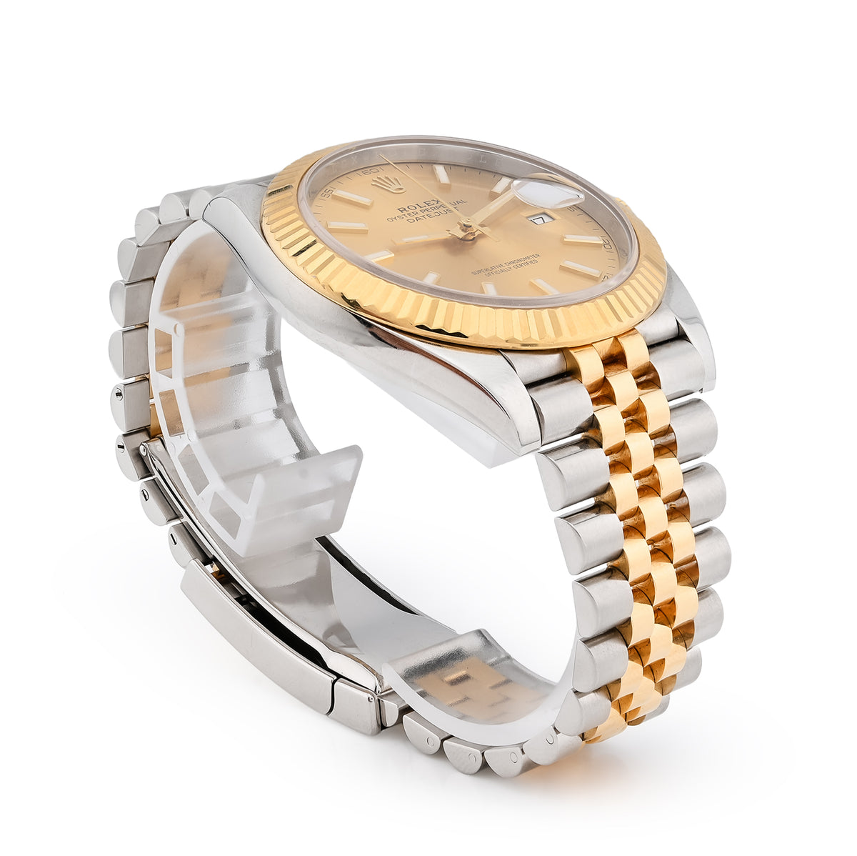41MM Rolex DJ 2 Tone 18K yellow Gold Jubilee Band champagne face  — view 4