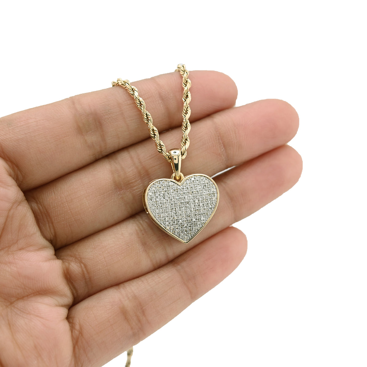 10K yellow Gold 0.45 CT Natural Diamond Heart Pendant Men Women Charm — view 3