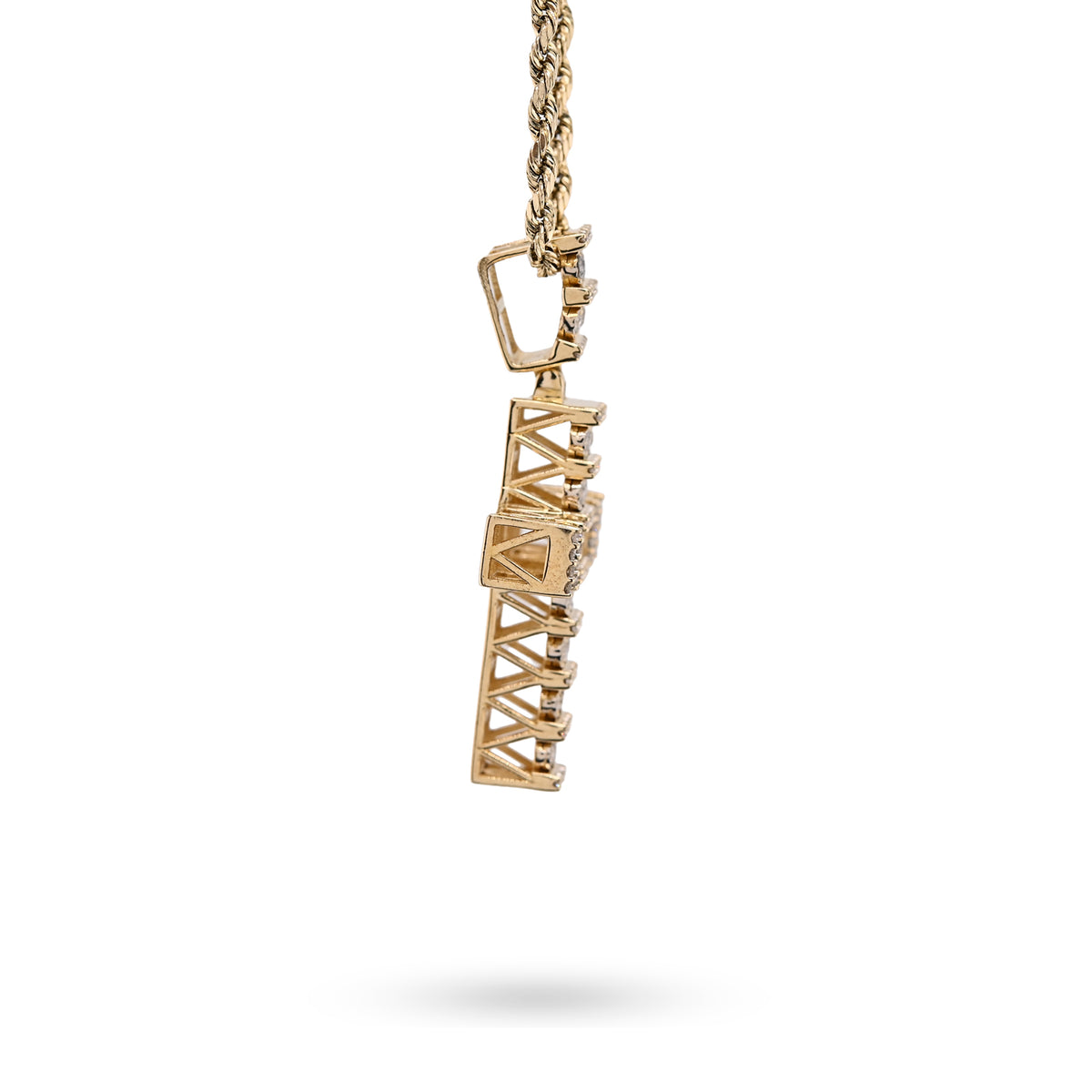 10K Yellow Gold 1.0 CT Natural Diamond Religious Cross Cage Back Men Women Pendant — view 5