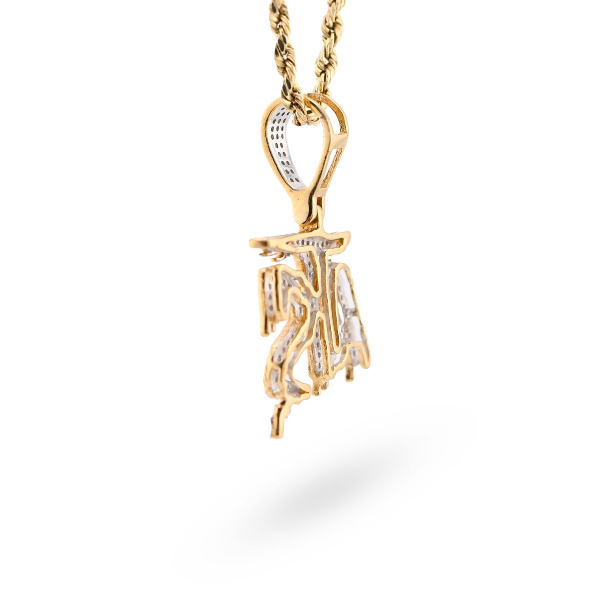 10K Yellow Gold 0.75CT Natural Diamond "ATS" Letter Pendant Men Women Charm — view 7