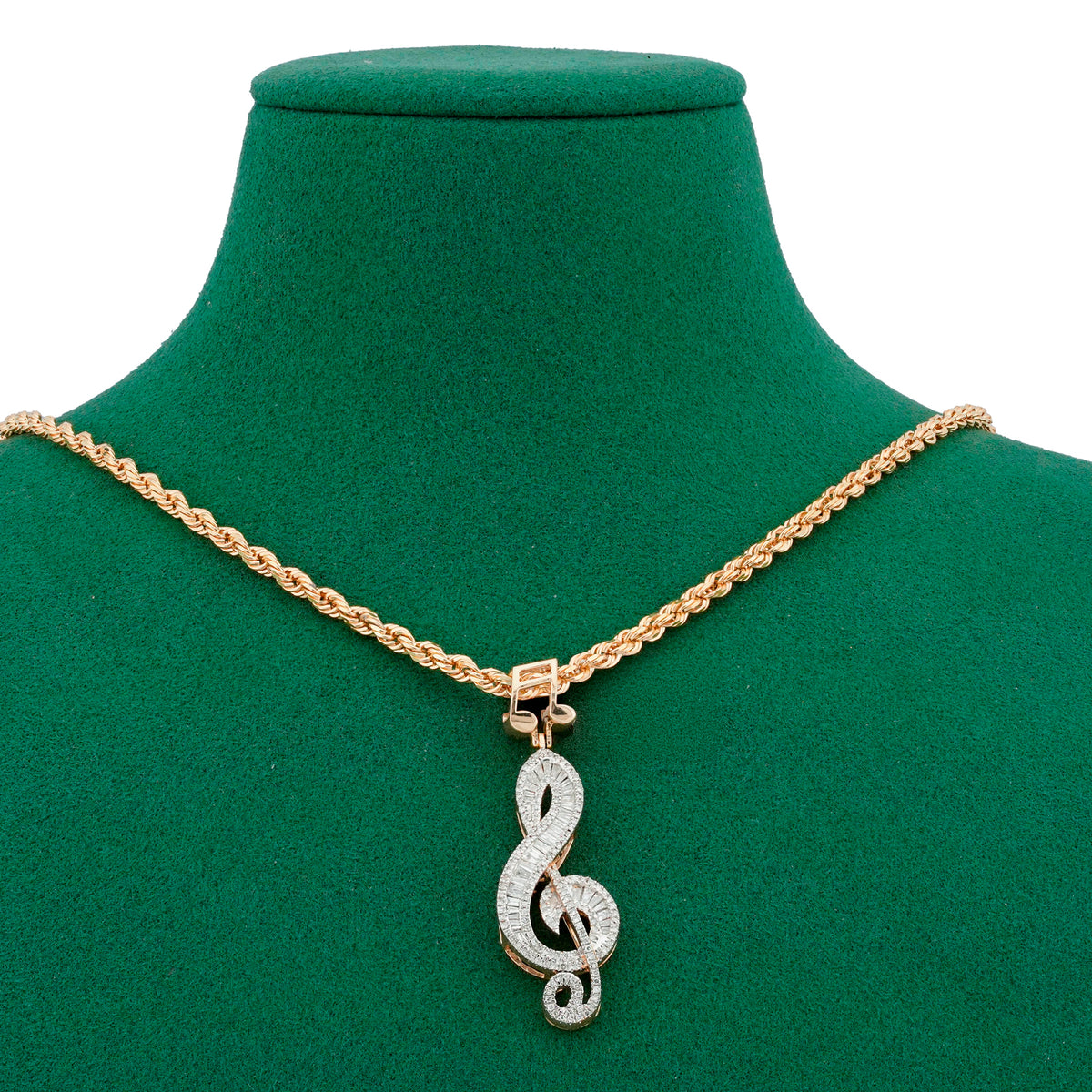 Music Note Pendant 0.9ct Natural Diamond 10K Gold Men Women Charm
