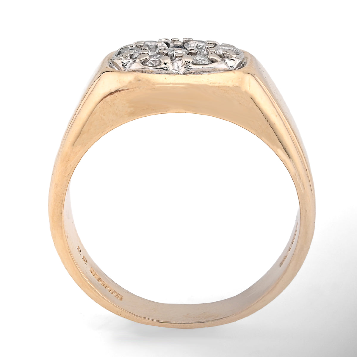 10K Yellow Gold 0.5CT Natural Diamond Oval Rectangular Shape Men Pinky Ring — view 5