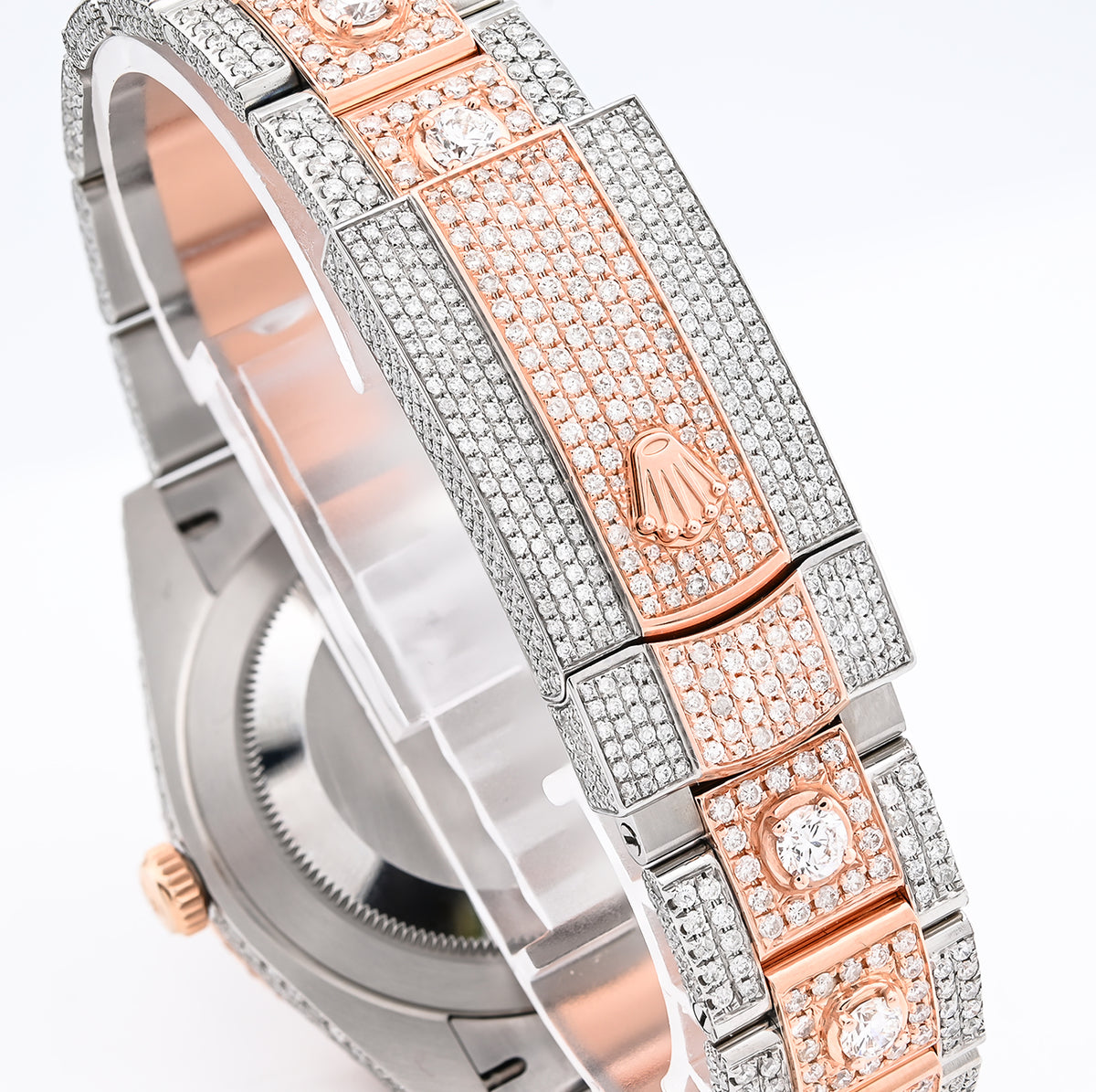 41MM Rolex DJ 20.5CT Natural Diamond 10 Pointers 2 Tone Rose & White Bussdown Roman Numeral Oyster Band Watch — view 9