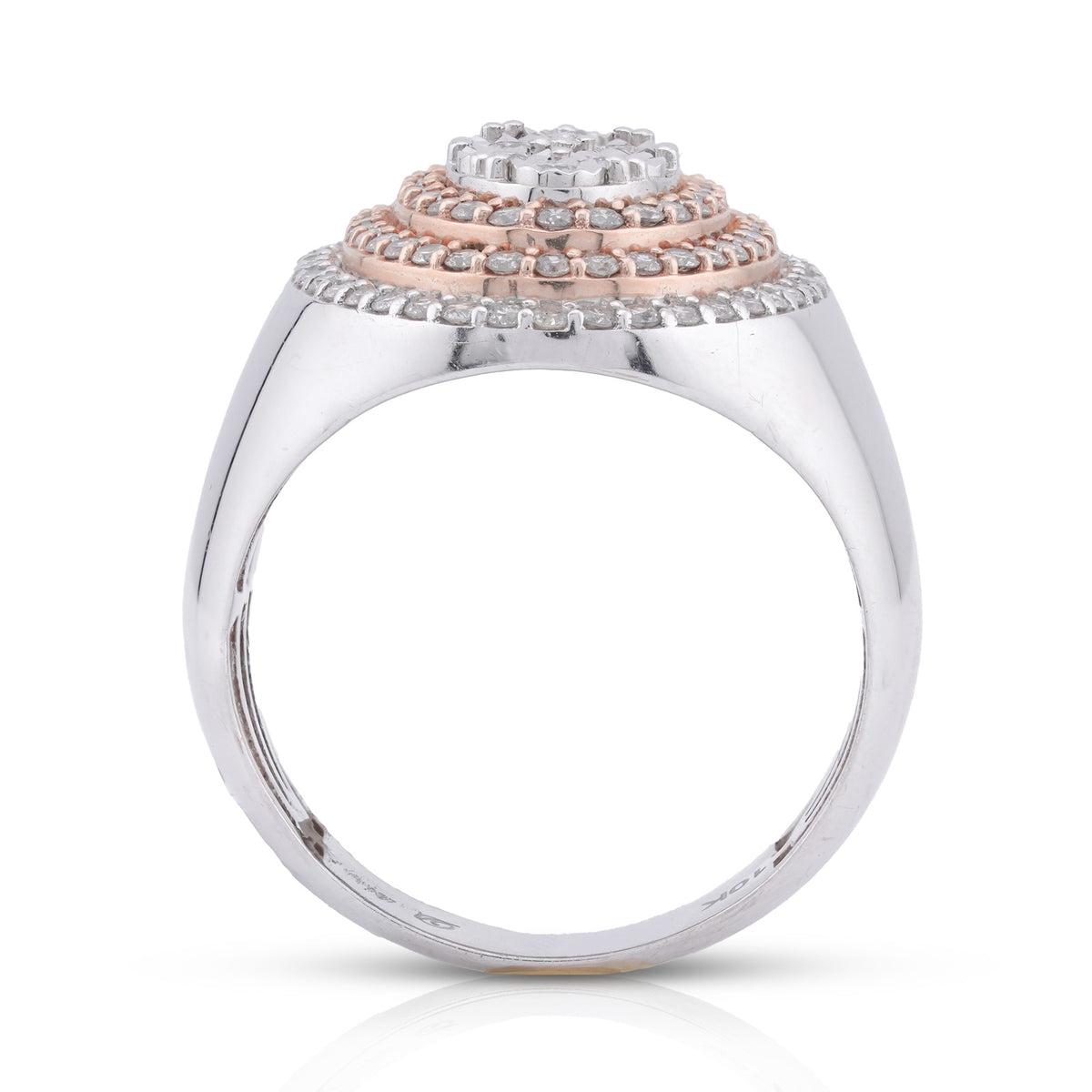 Oval Halo Three Tone 1ct Natural Diamond 10K Gold Men Ring