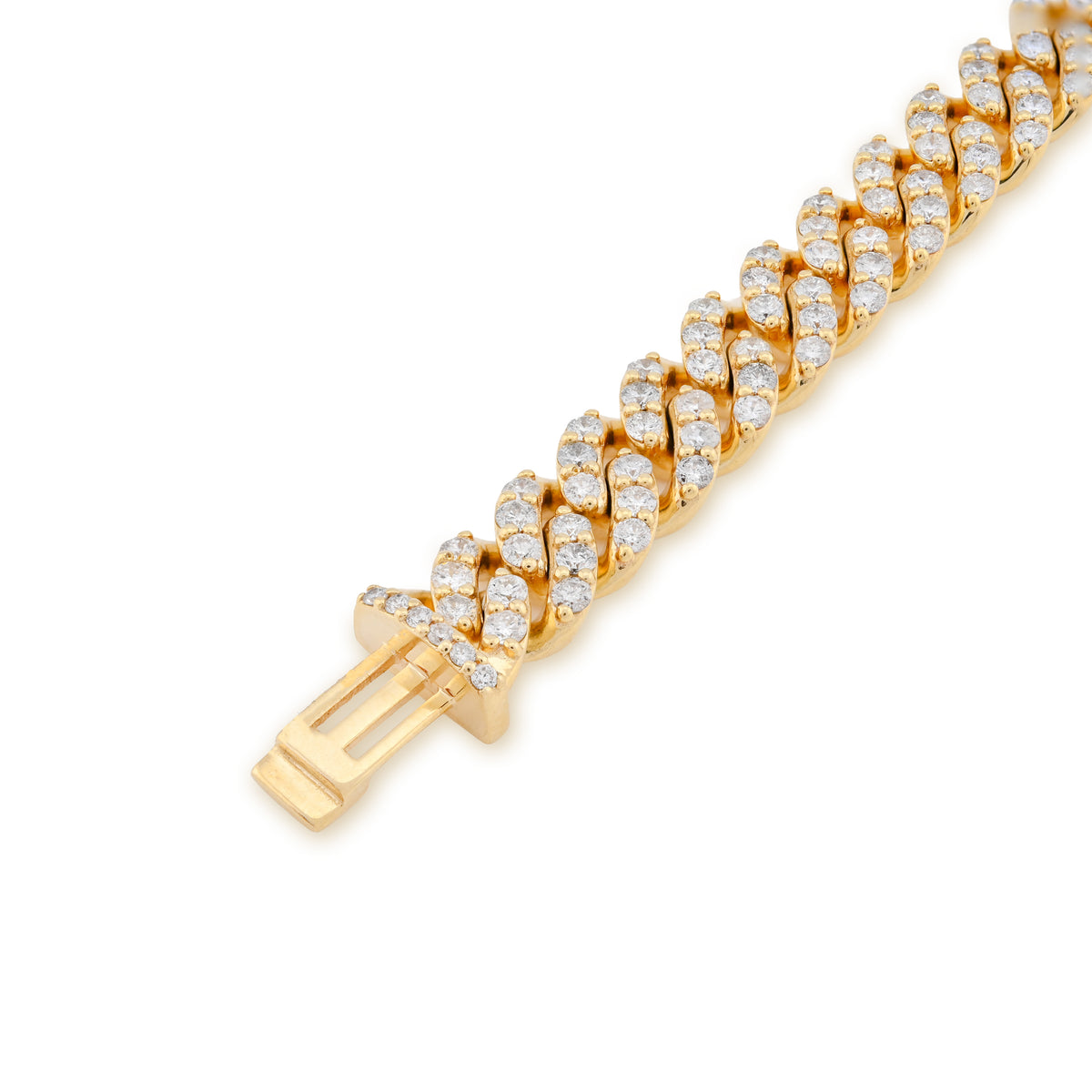 10K yellow Gold 6.87CT natural Diamond Round Cuban Link Bracelet 8MM Men Bracelet 8" — view 6