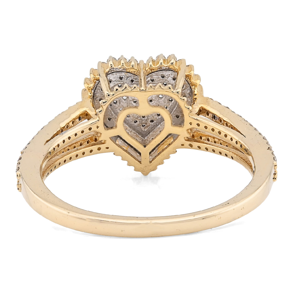 10K Yellow/White Gold 0.35CT Natural Diamond Dual Heart Women Ring — view 3