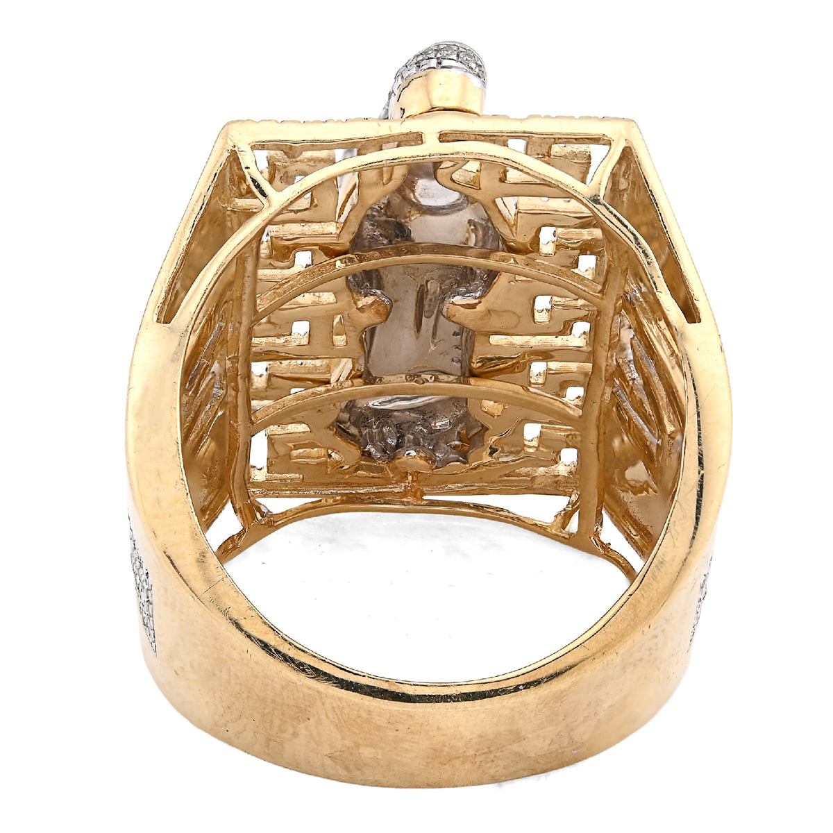 10K Yellow Gold 0.75CT Virgin Mary Rectangular Shape Natural Diamond Men Ring — view 5