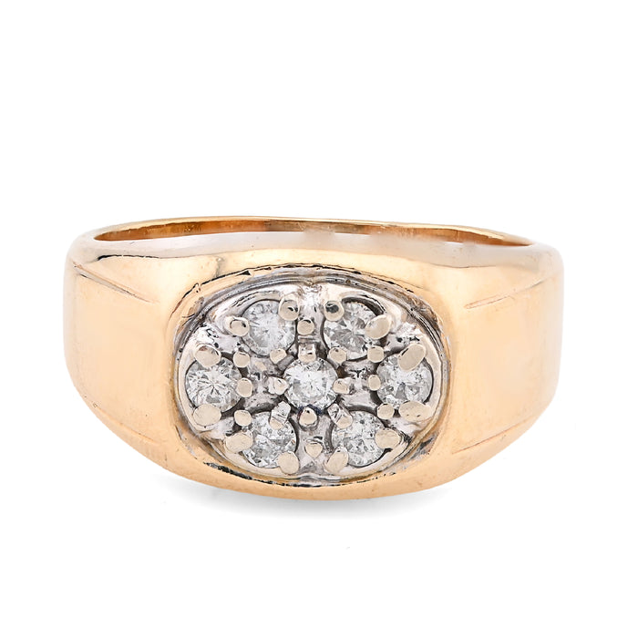 10K Yellow Gold 0.5CT Natural Diamond Oval Rectangular Shape Men Pinky Ring — view 1