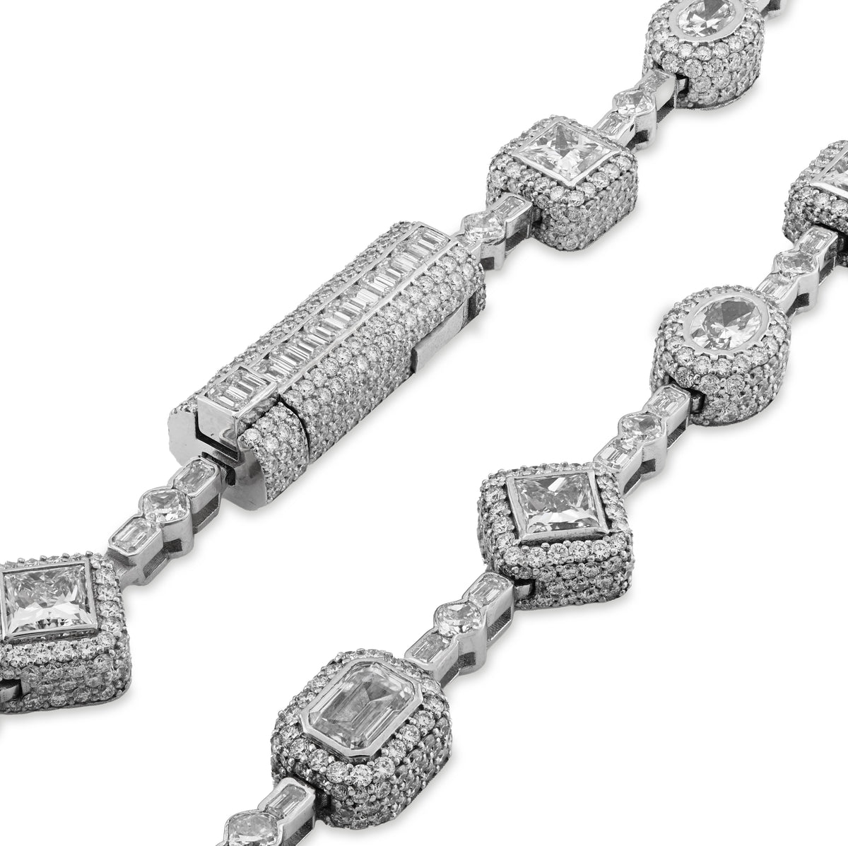 10K White Gold 58.02CT Lab Solitaire Diamond Chain Men Women — view 6