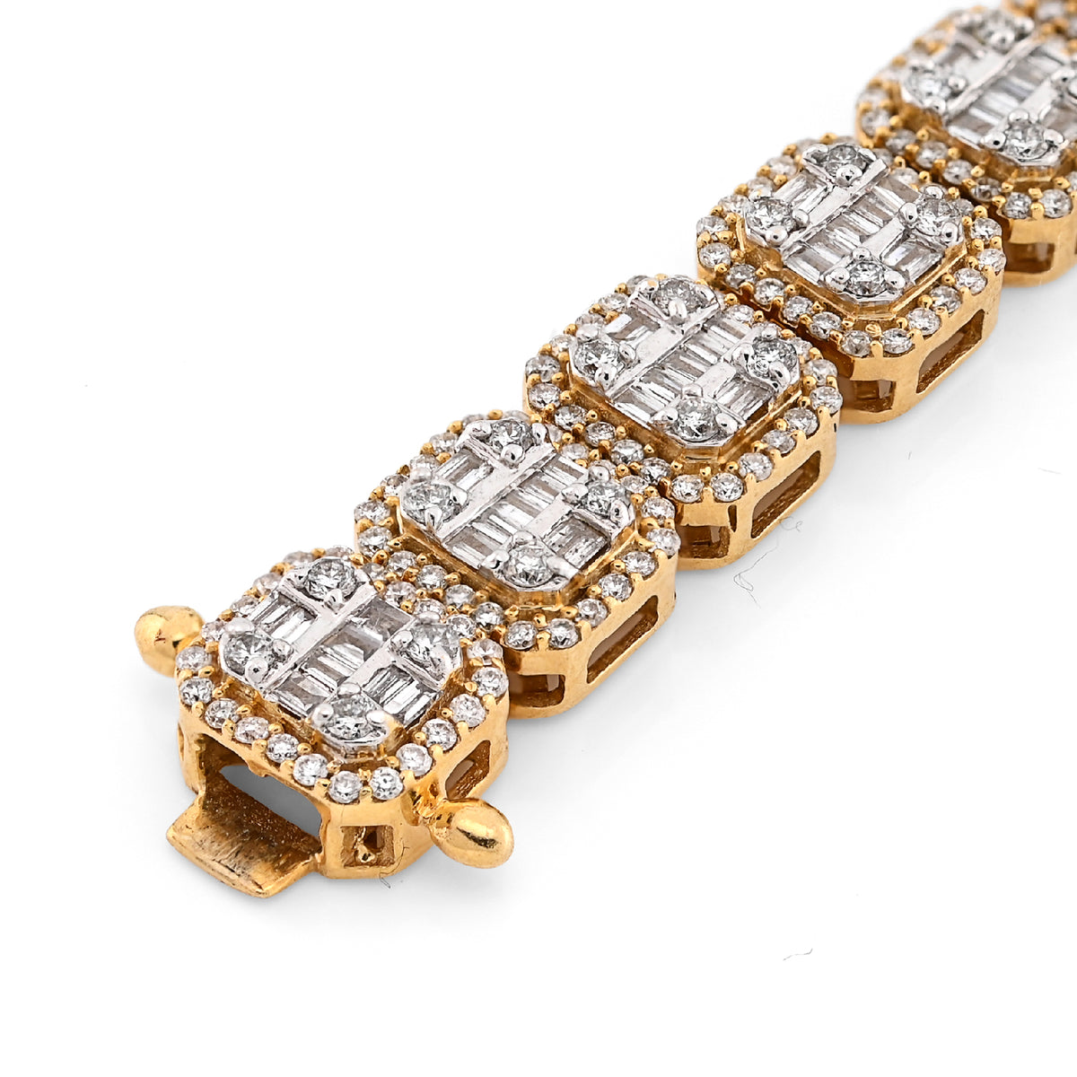 10K Yellow Gold Round/Baguette 4.12CT Natural Diamond Tennis Bracelet 6MM 8" Men Women 18.2g — view 4
