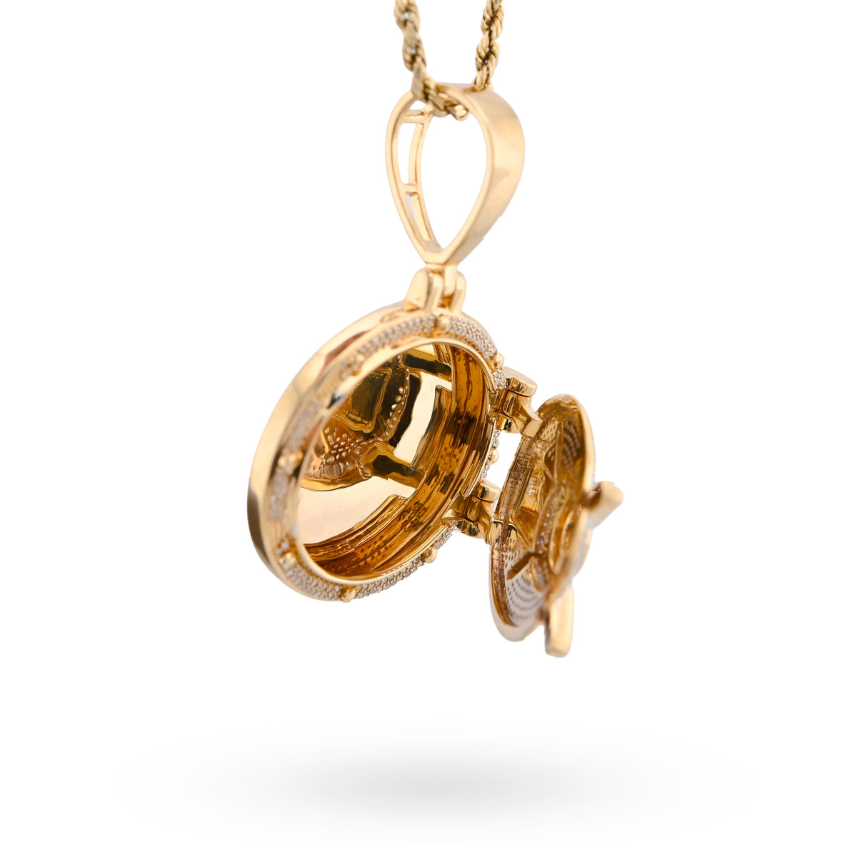 10K Yellow Gold Vault Door Memory Picture Pendant 0.6CT Natural Diamond Men Women Charm — view 8