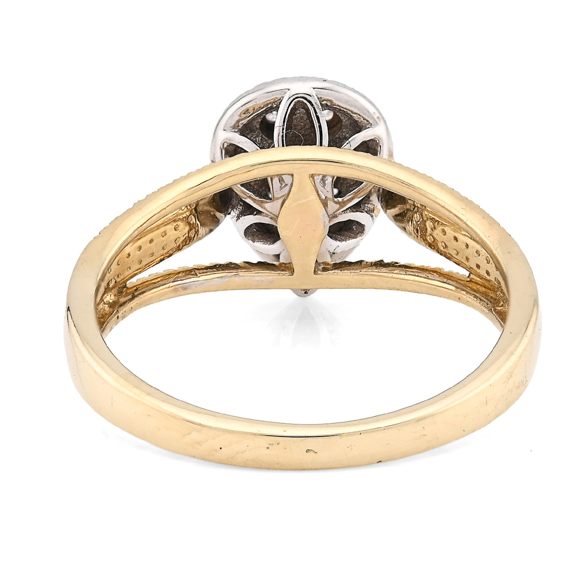 10K Yellow Gold 0.20CT Natural Diamond Teardrop Shape Illusion Women Ring — view 5