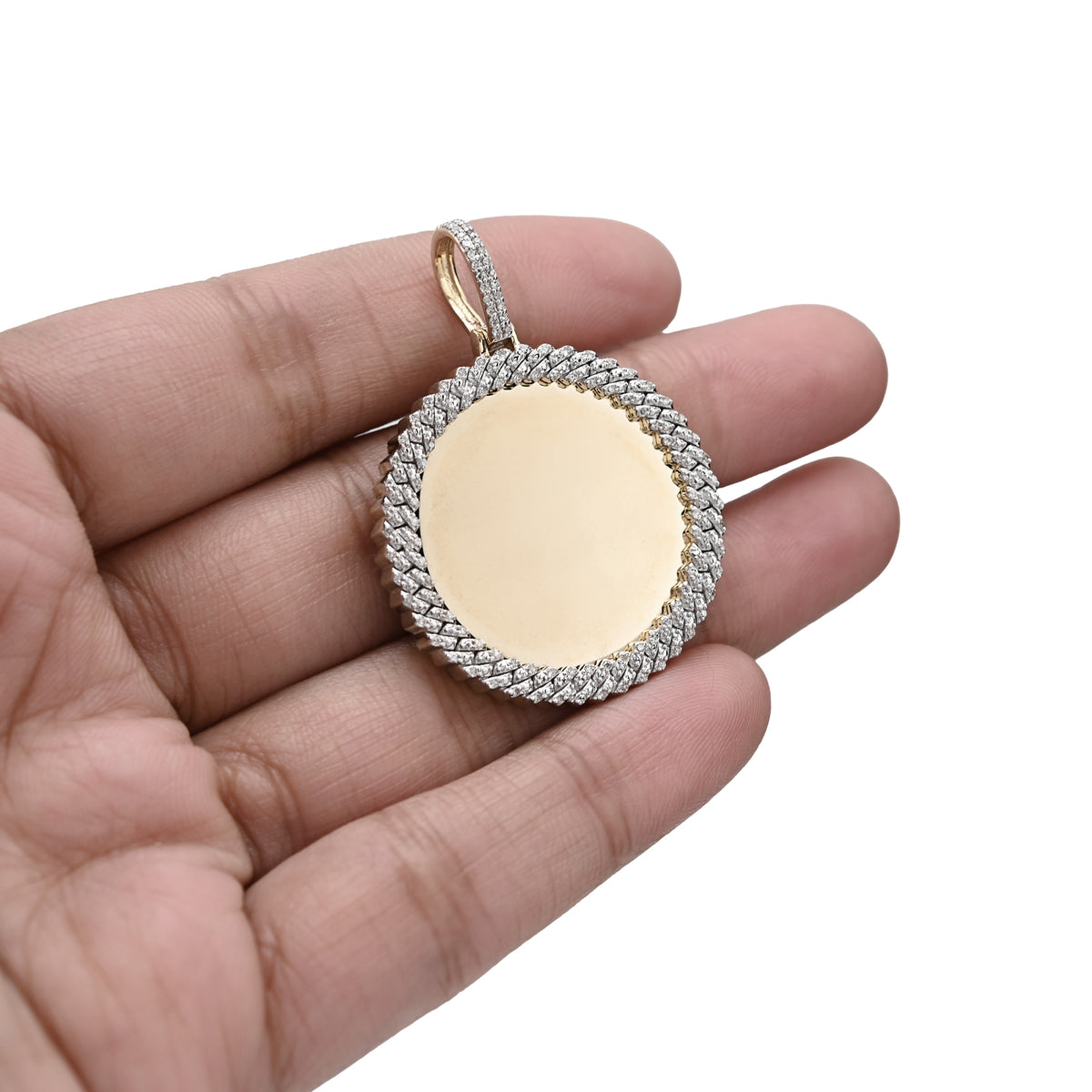 10K yellow Gold 0.25 CT Natural Diamond Memory Picture Pendant Men Women Charm — view 8