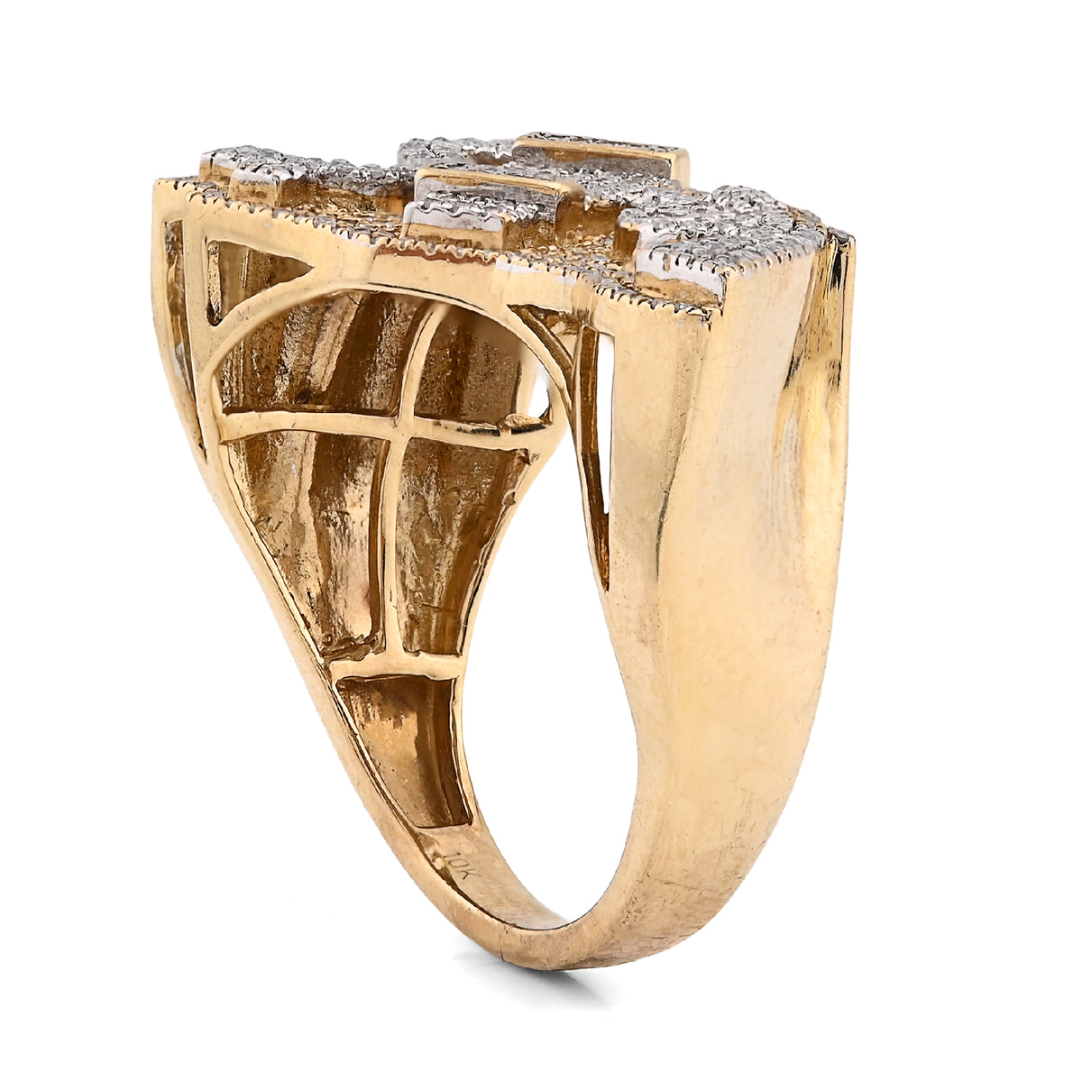 10K Yellow Gold 1.05CT "$", "Electric Plug", "Gun" Men Custom Natural Diamond Ring — view 7