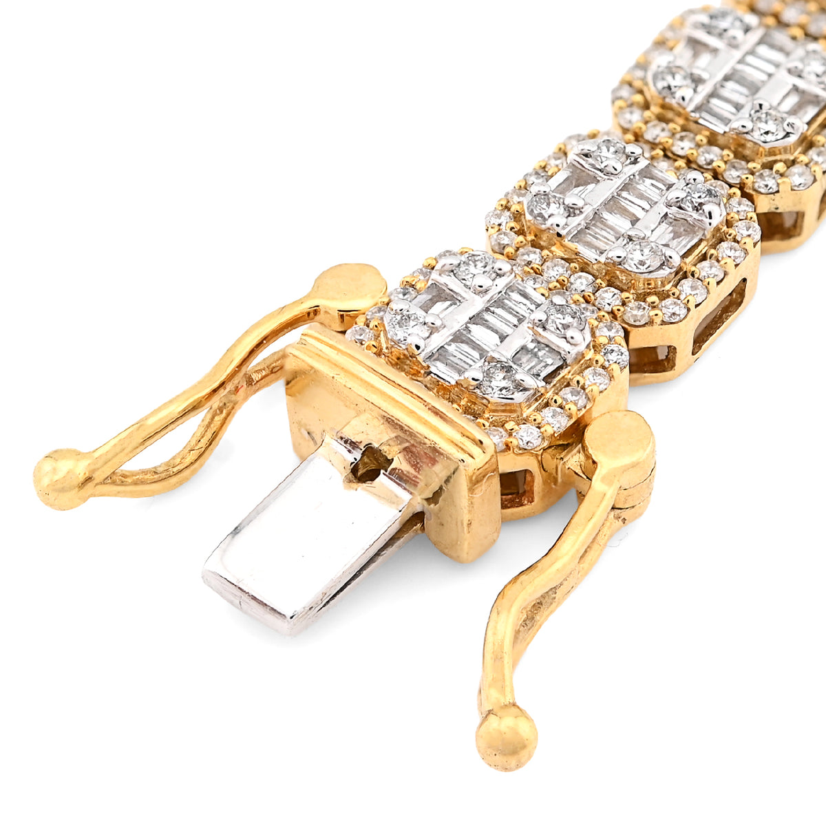 10K Yellow Gold Round/Baguette 4.12CT Natural Diamond Tennis Bracelet 6MM 8" Men Women 18.2g — view 6