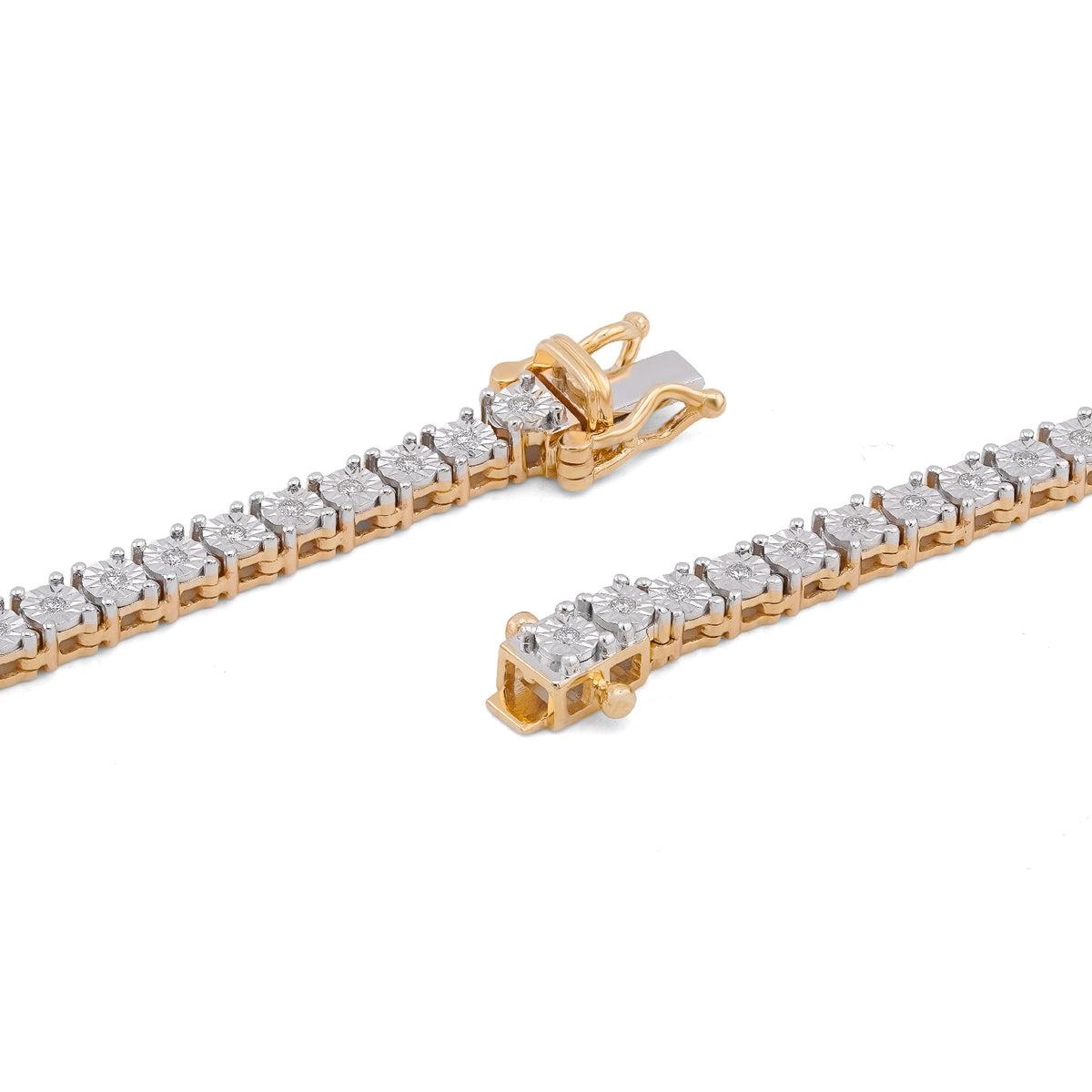 10K Yellow Gold 1.71CT 3.3MM Natural Diamond 22" Illusion Tennis Chain — view 4
