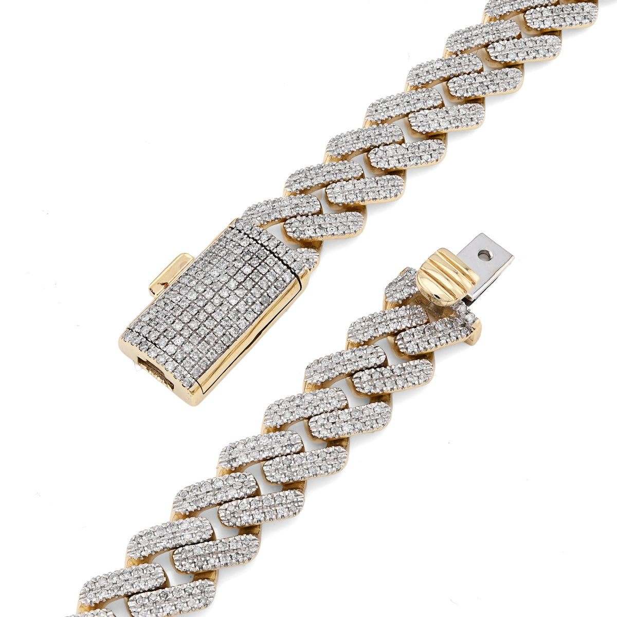 10K Yellow Gold 6.74 CT Natural Diamond 11 MM Cuban Link Chain 18" Men Necklace — view 3