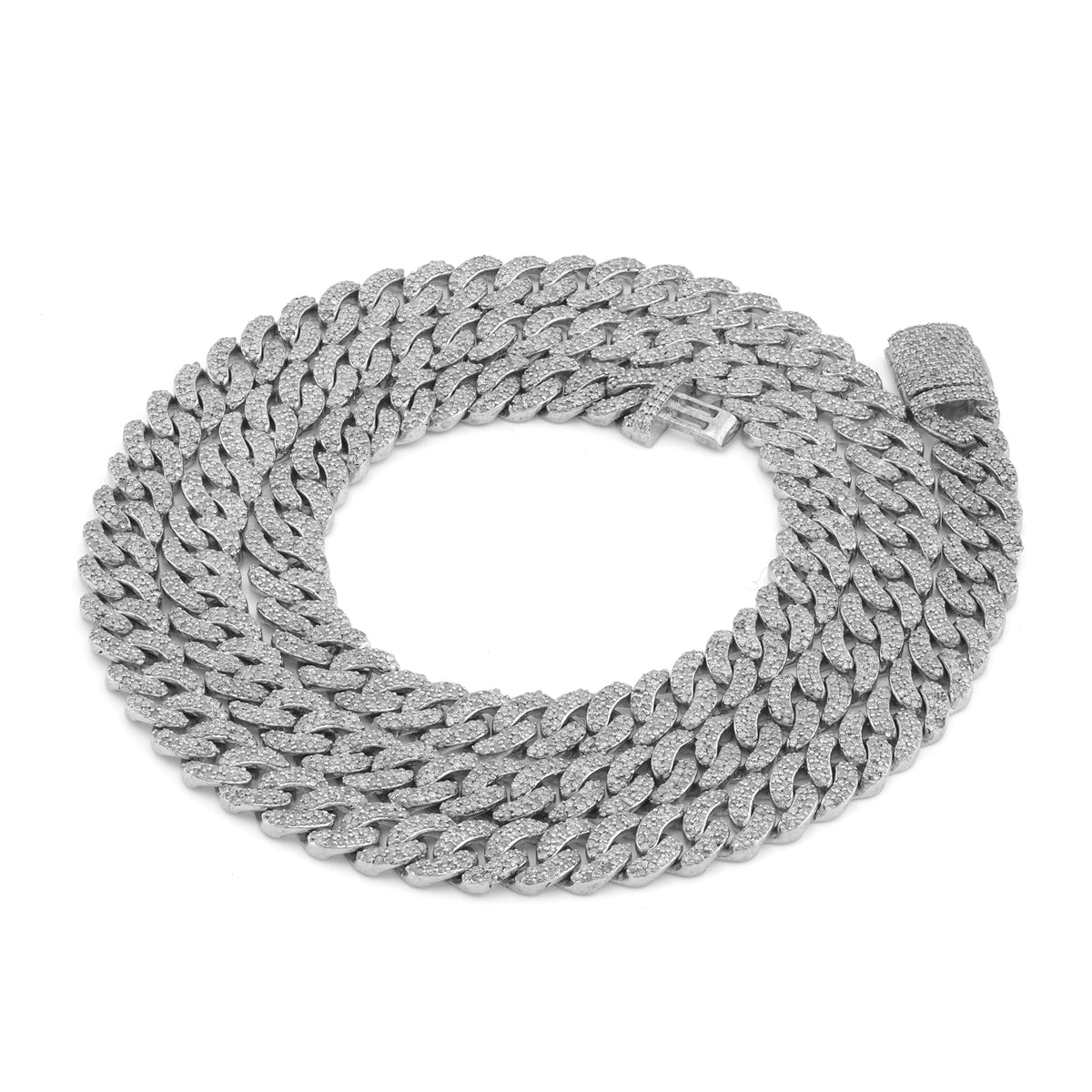 925 SS 8.10CT Natural Diamond 7MM Round Cuban Chain 22" Men Women Necklace — view 7