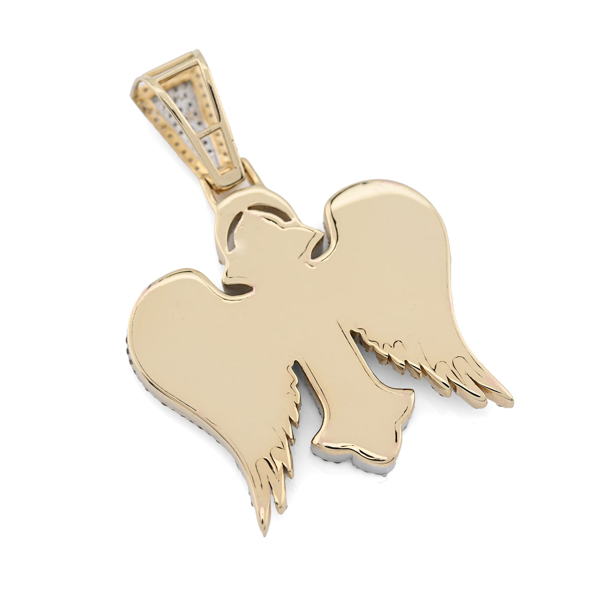 10K Yellow & WHite Gold 2 Tone 4.3CT Natural Diamond 3D angelic wing Cross 2.25" Men Women Charm — view 4