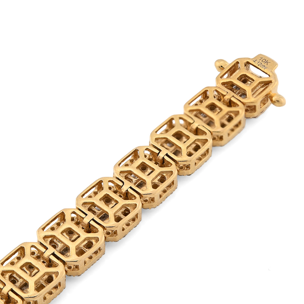 10K Yellow Gold Round/Baguette 4.12CT Natural Diamond Tennis Bracelet 6MM 8" Men Women 18.2g — view 5