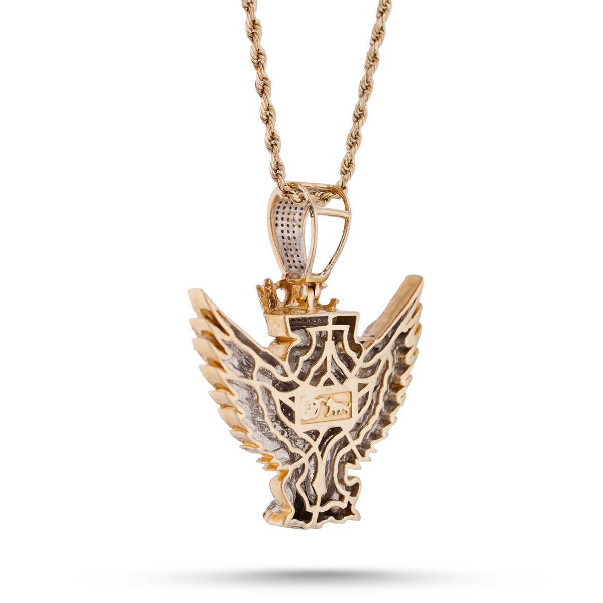 10K Yellow Gold Lion w/ Wings & Crown 4.89CT Natural Diamond Charm — view 6