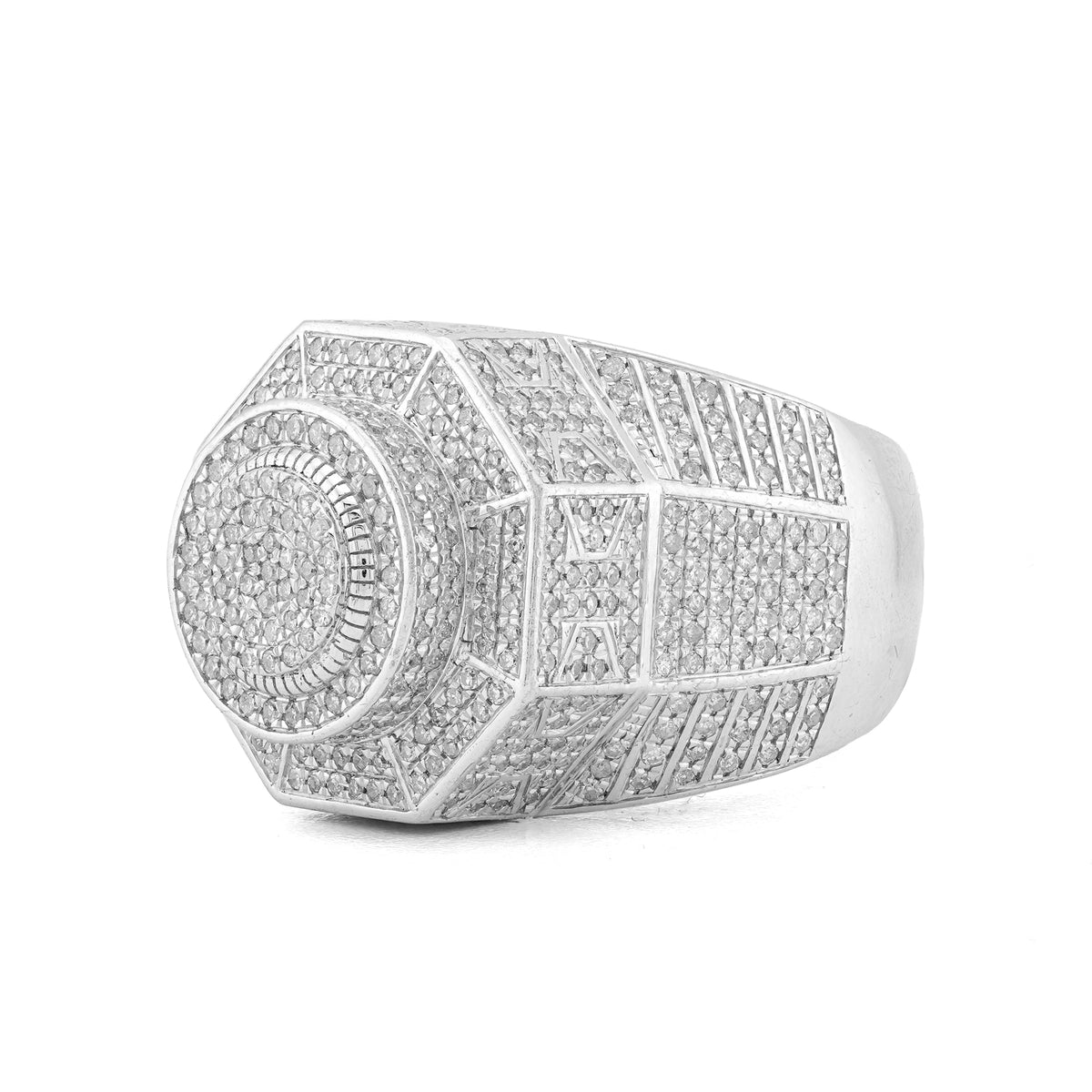 Octagon Shape Men Ring 2.50CT Natural Diamond 10K White Gold Men Ring