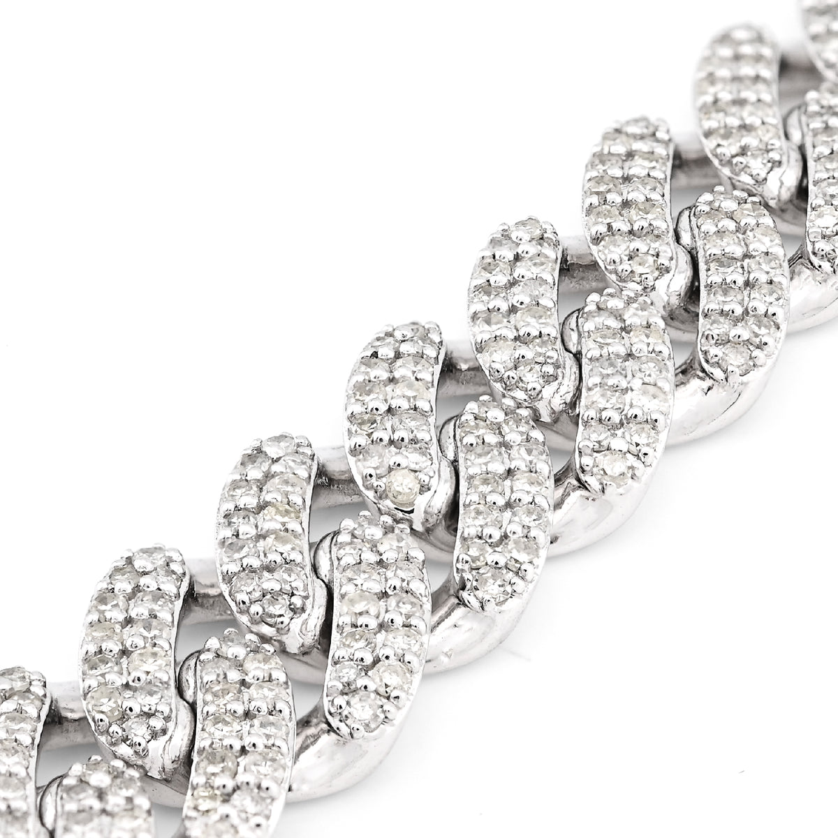 10K White Gold 5.35CT Natural Diamond Round 10MM Cuban Link Men Women 8" Bracelet 35.3g — view 3