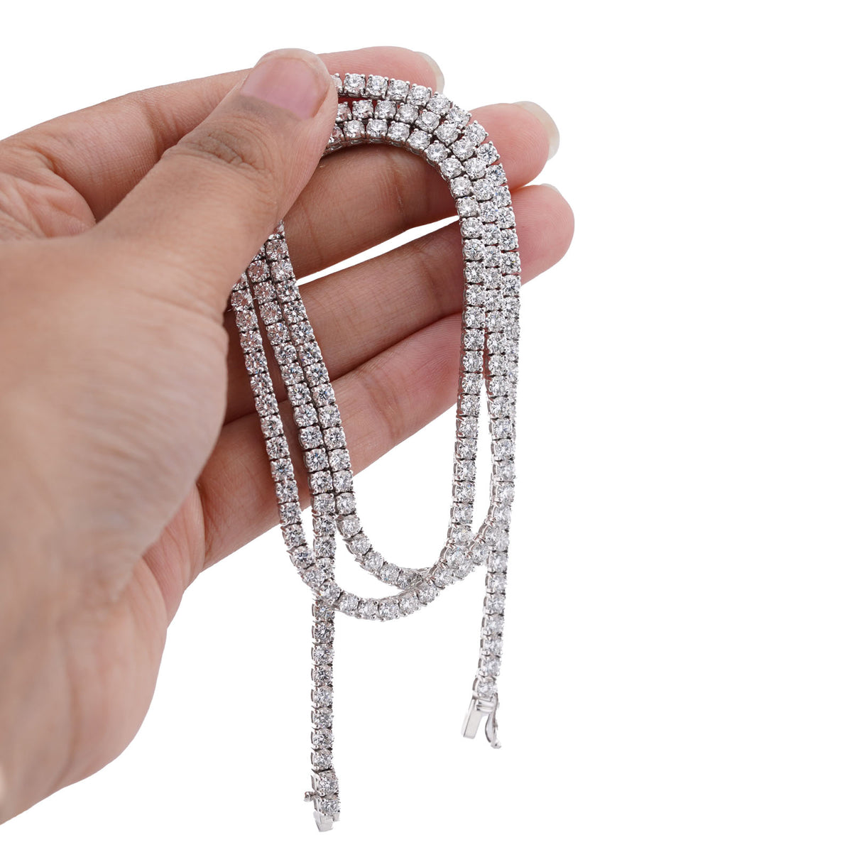 10K White Gold 10 Pointer 20.21CT Tennis Chain Lab Diamond Men Women Necklace 22" — view 7