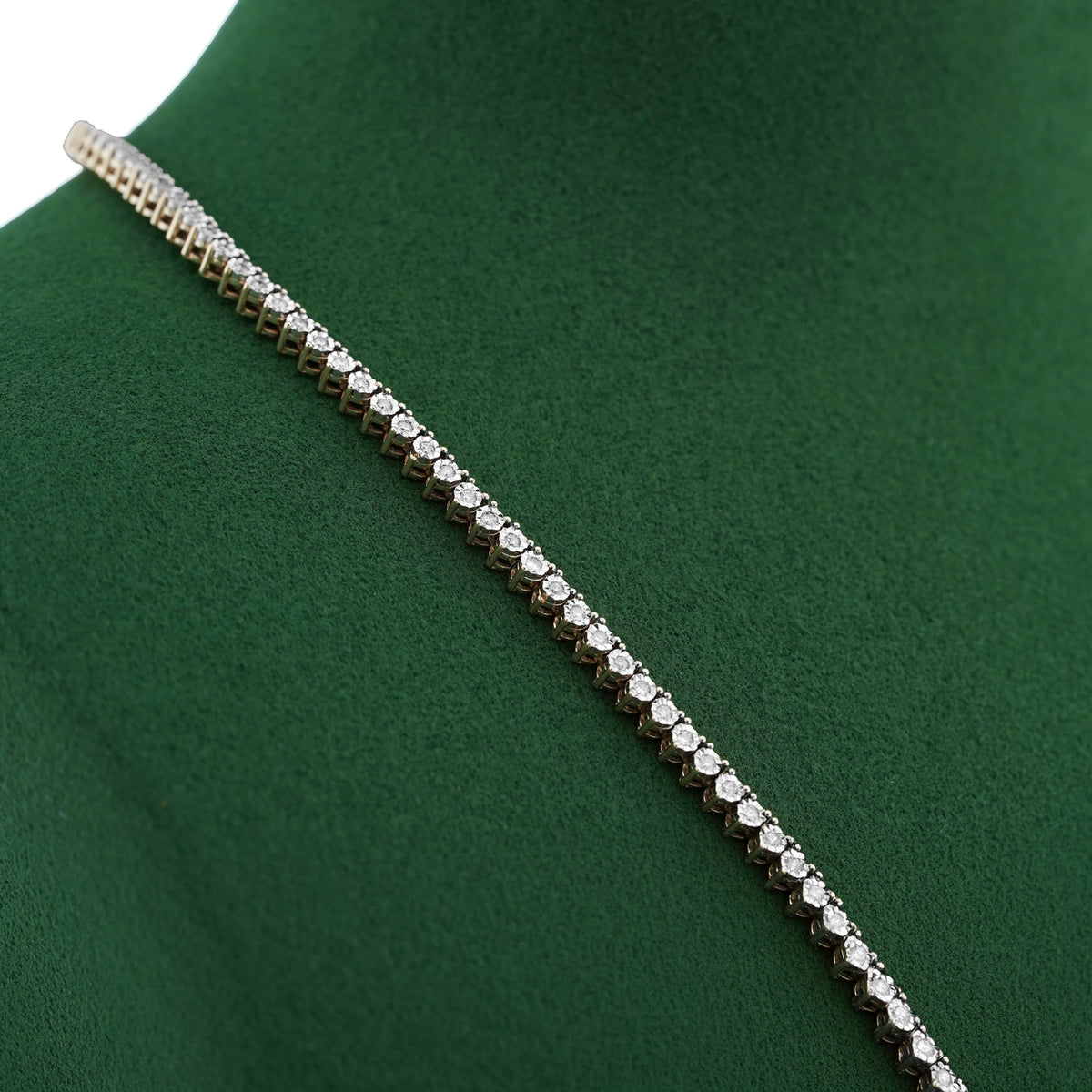 10K Yellow Gold 2CT Natural Diamond Illusion Set Tennis Chain 20" Men Women Necklace — view 9