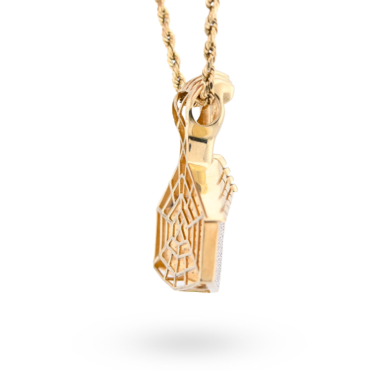 10K Yellow Gold House Shape Pendant Close Fist 1.10CT Natural Diamond Men Women Charm — view 6