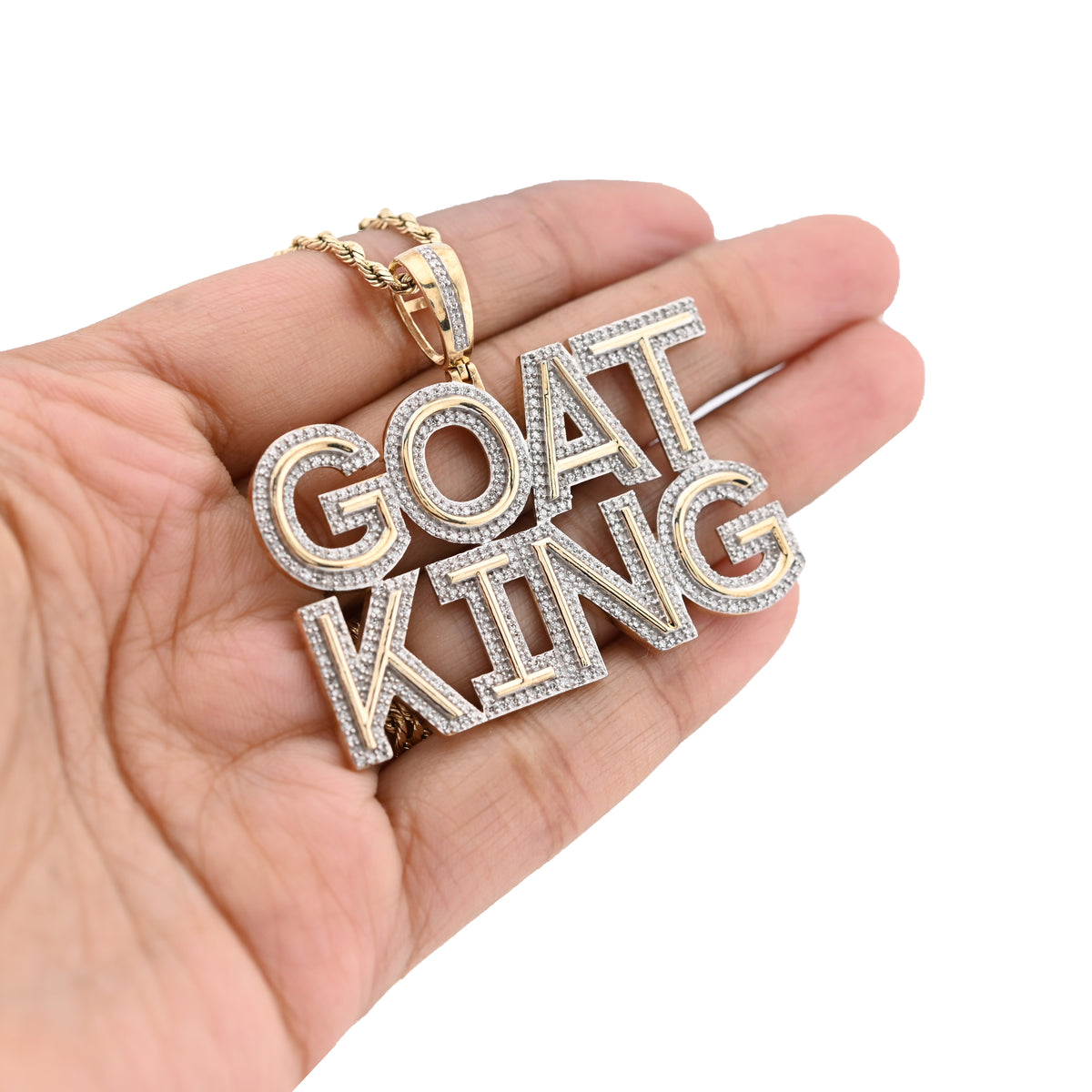 10K Yellow Gold "Goat King" Custom Pendant 1.5CT Natural Diamond Men Charm — view 6