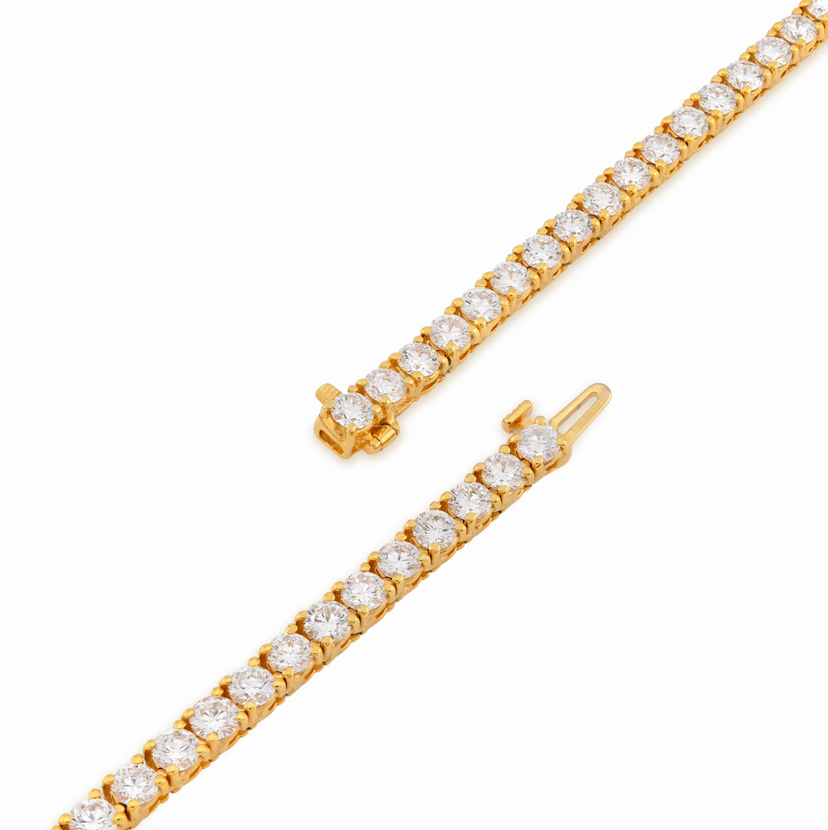 10K Yellow Gold 25.8CT Lab Diamond 25 pointer 22" Tennis Chain 3.5MM Men Women Necklace — view 2