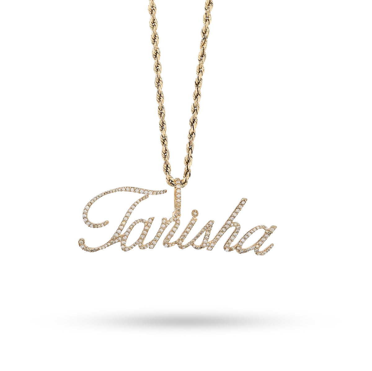 10K yellow Gold 1.25 CT Natural Diamond "TANISHA" Name Pendant 3.6 g Women Charm — view 7