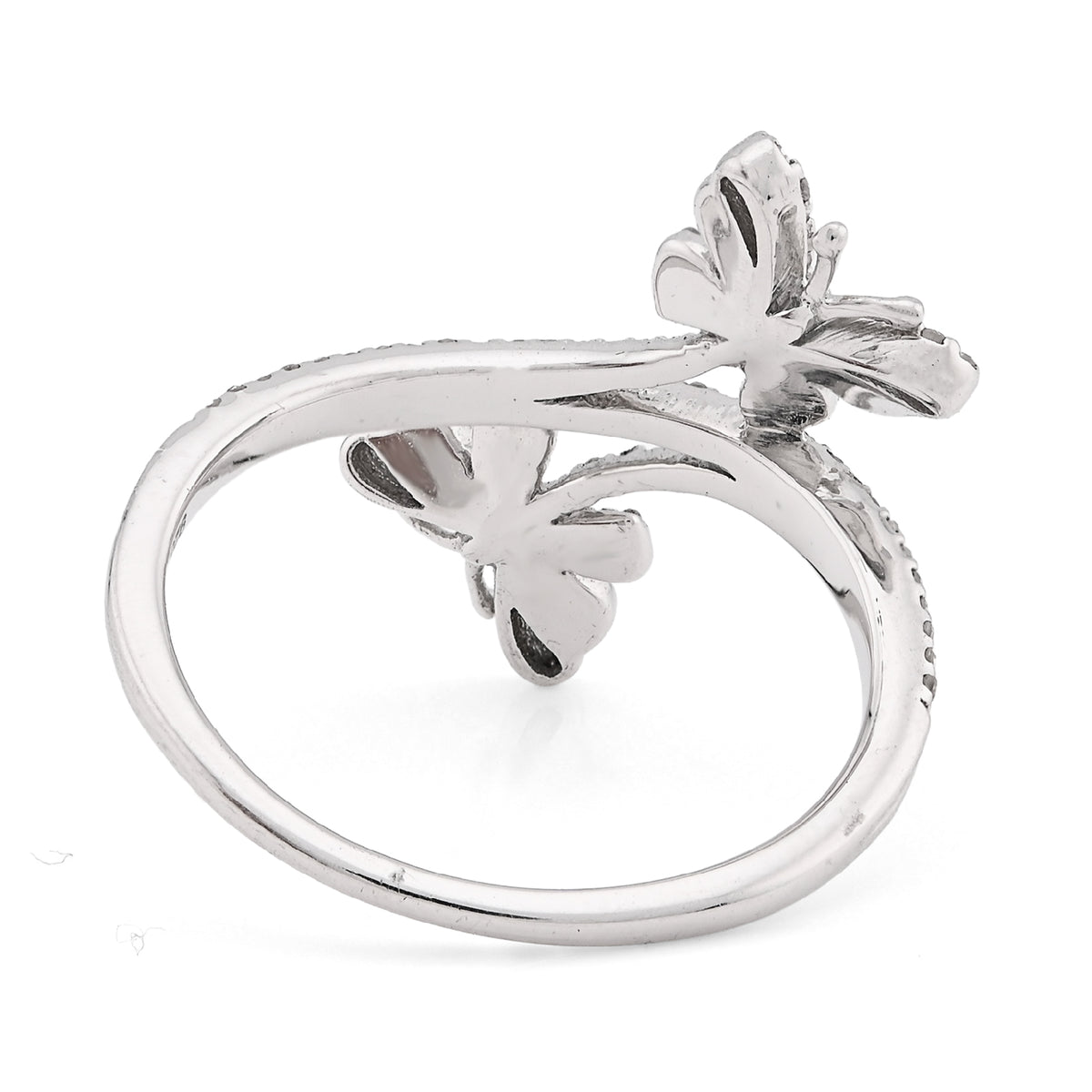 925 SS 0.23CT Natural Diamond Split Shank Butterfly Ring Women Band  — view 5